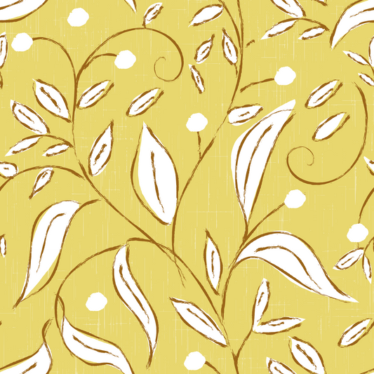 Butter Yellow Botanical Vine Scandinavian Wallpaper⁠