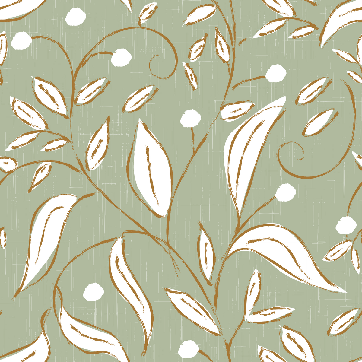 Sage Green Botanical Vine Scandinavian Wallpaper⁠