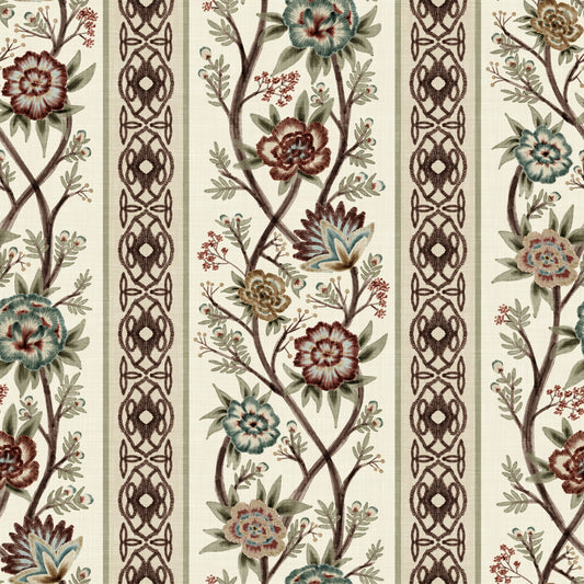 Trailing Chintz Vintage Heirloom Stripes Bright Wallpaper⁠