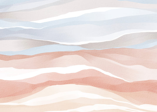 Terracotta and Pastel Blue Watercolor Dunes Wall Mural