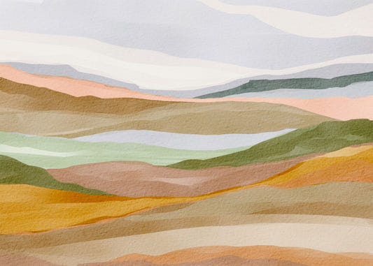 Serene Terracotta and Sage Painted Hills Wallpaper Wall Mural