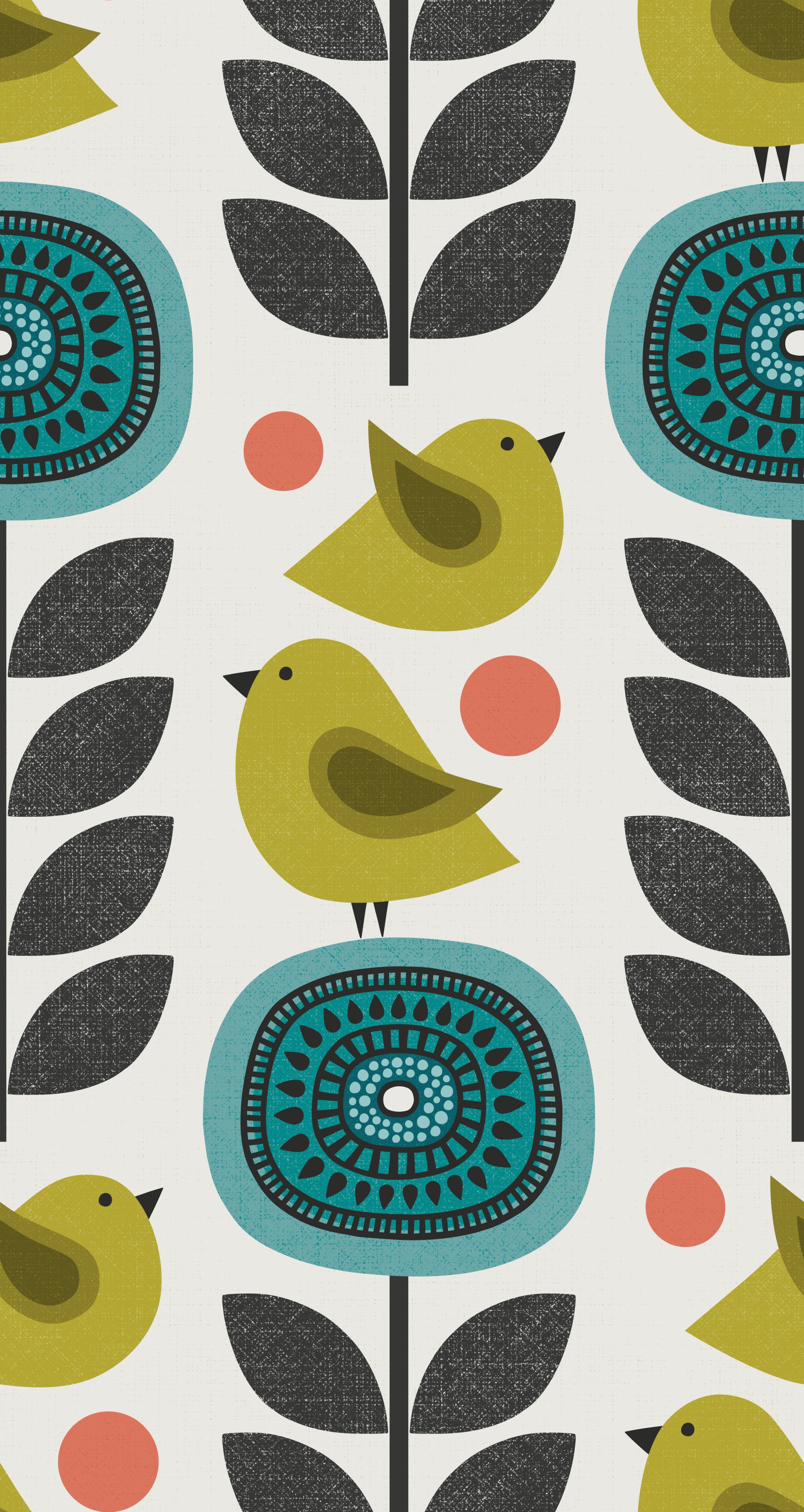 Retro Flowers And Birds Wallpaper⁠