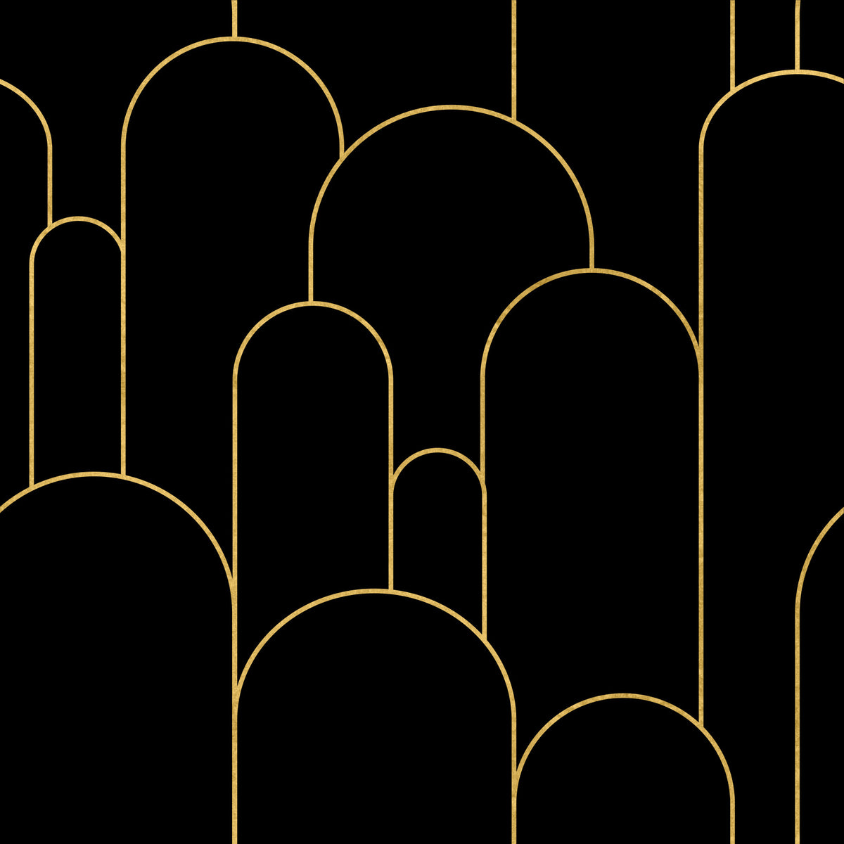 Art Deco Black Gold Arches Wallpaper⁠