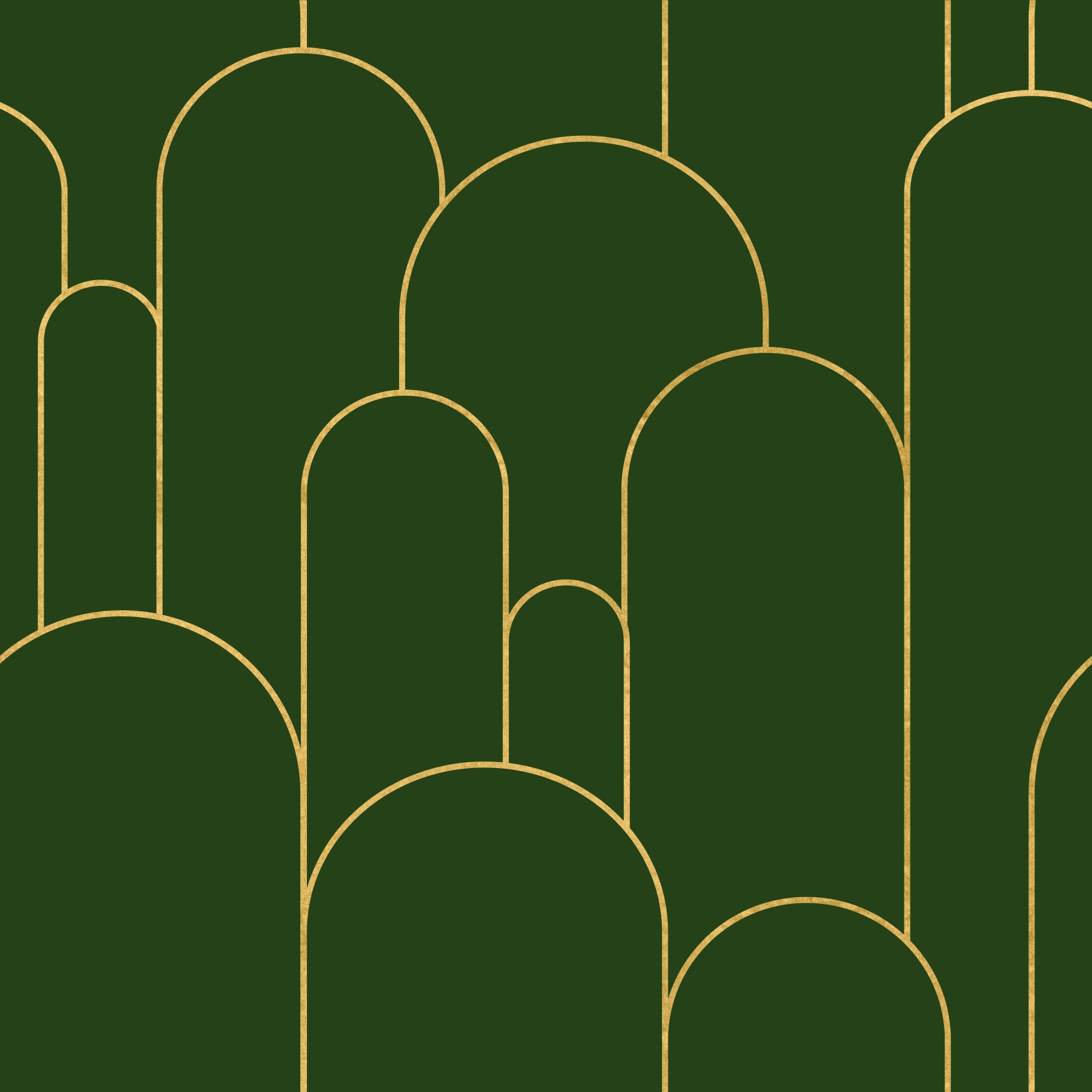 Emerald and Gold Art Deco Arches Wallpaper⁠
