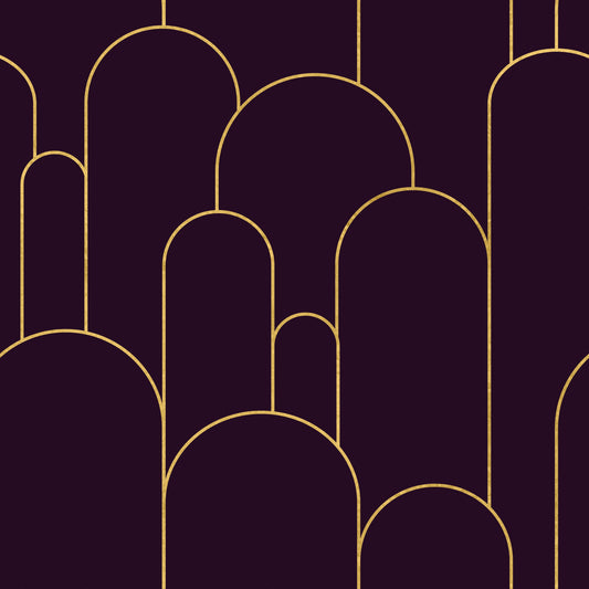 Retro Glamour Plum Noir Arches Wallpaper⁠