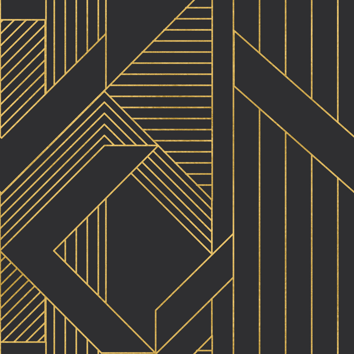 Golden Era Art Deco Geometric Wallpaper in your room — zoomed