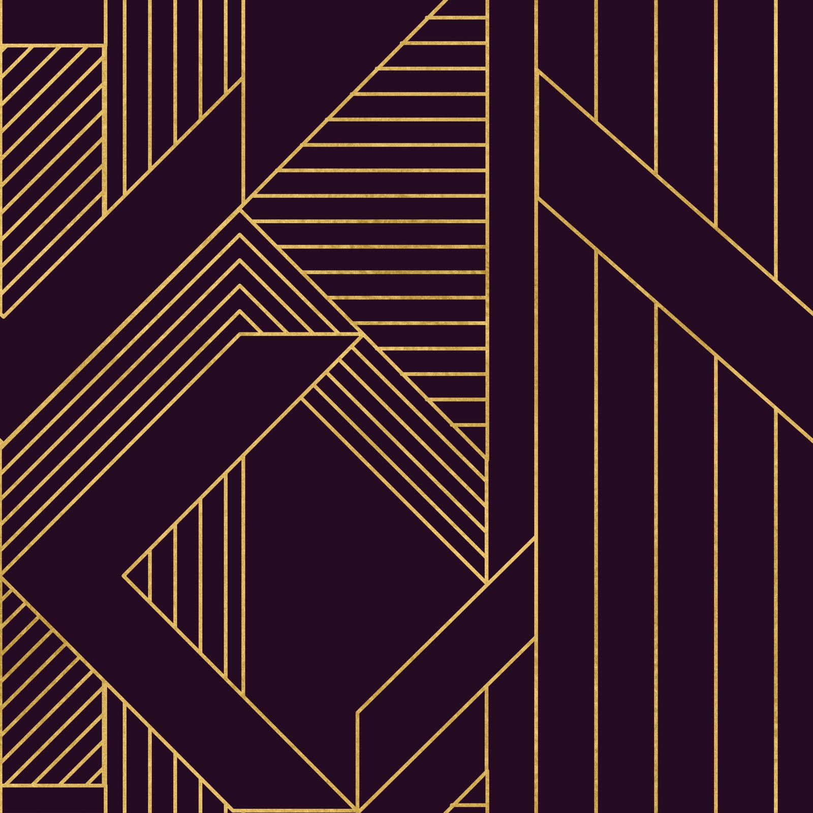 Gatsby Glamour Art Deco Purple & Gold Wallpaper