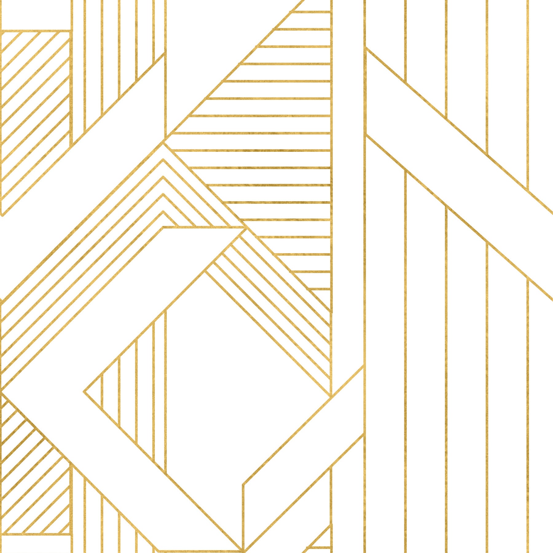 Deco Lines Gold and White Geometric Wallpaper⁠