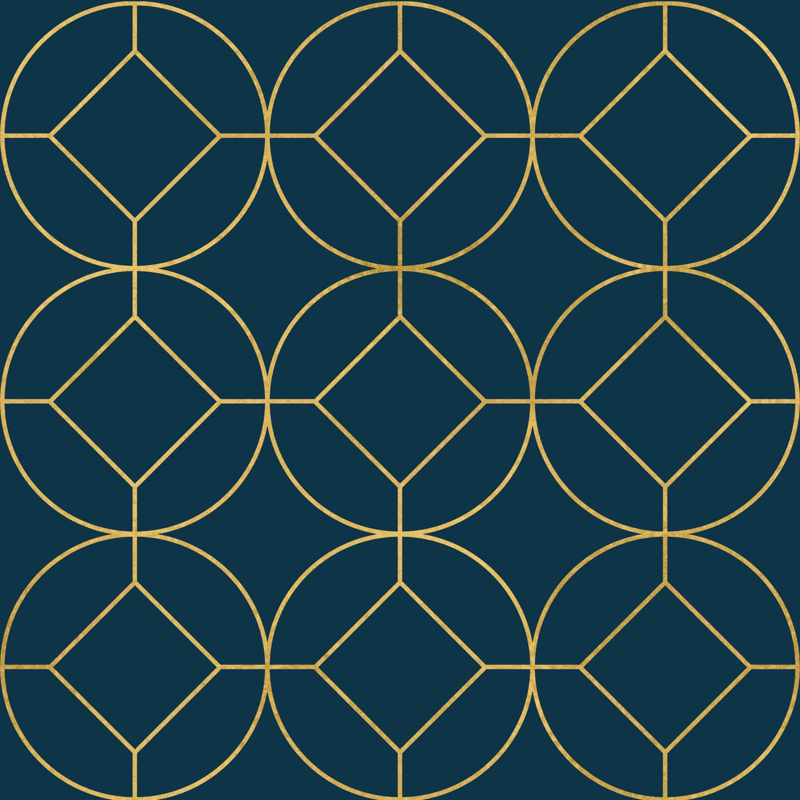 Art Deco Navy and Gold Geometric Wallpaper