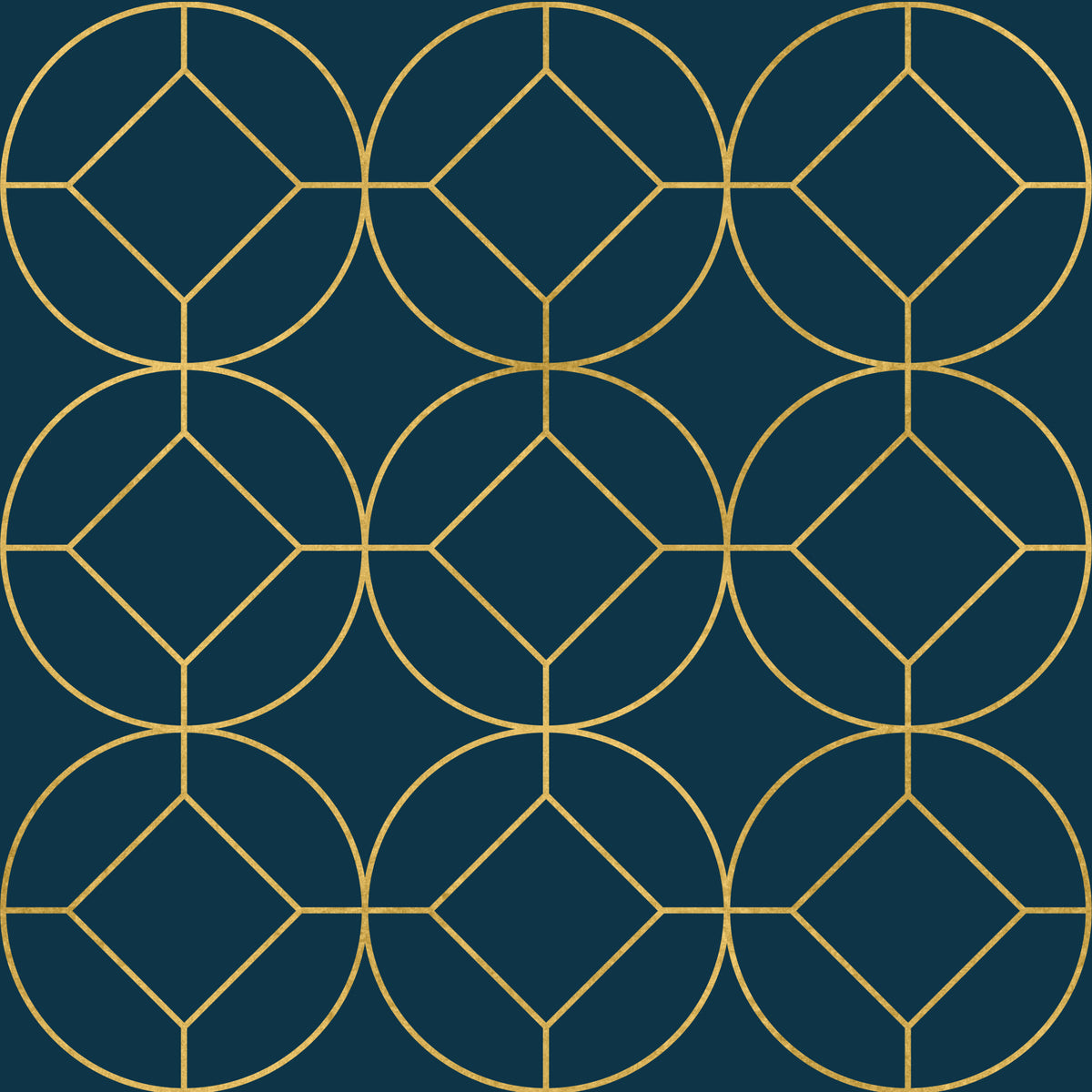 Art Deco Navy and Gold Geometric Wallpaper in your room — zoomed