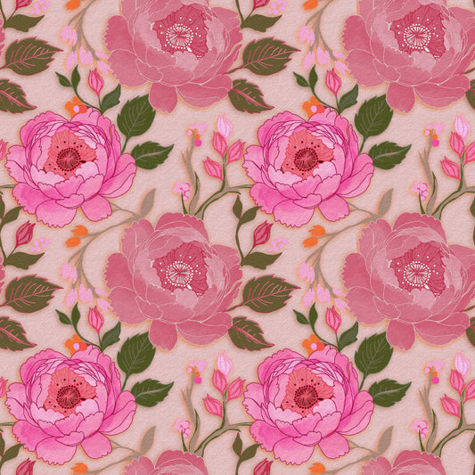Romantic Blush Peony Botanical Wallpaper