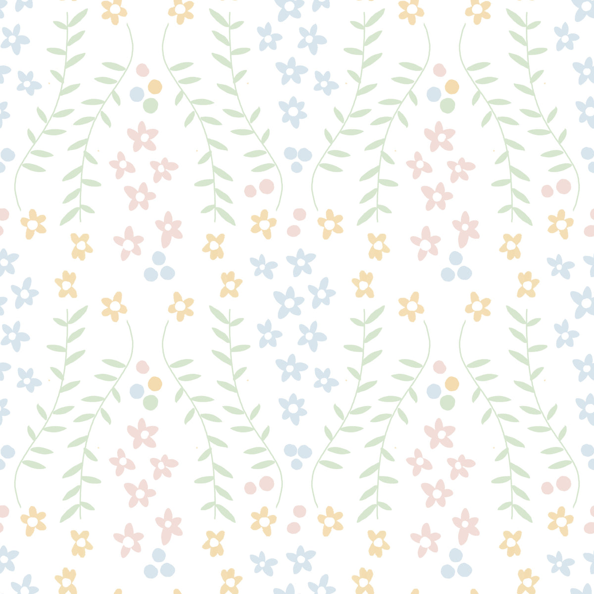 Sweet Scandinavian Floral Vines Wallpaper⁠