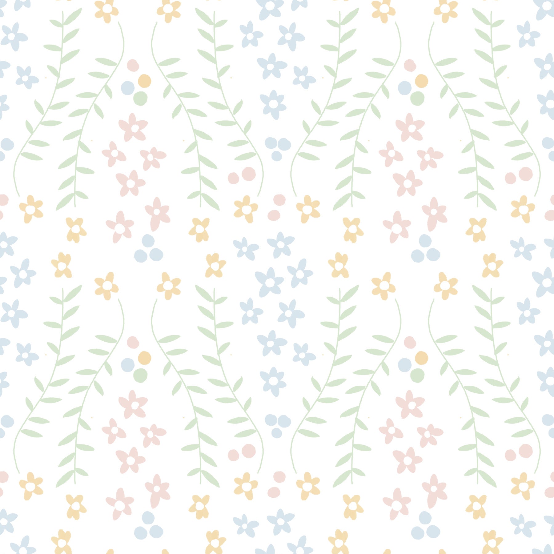 Sweet Scandinavian Floral Vines Wallpaper⁠