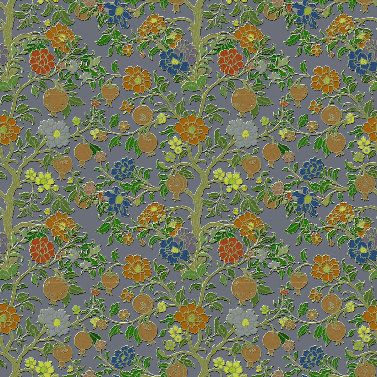 Vintage Chinoiserie Pomegranate Floral Wallpaper