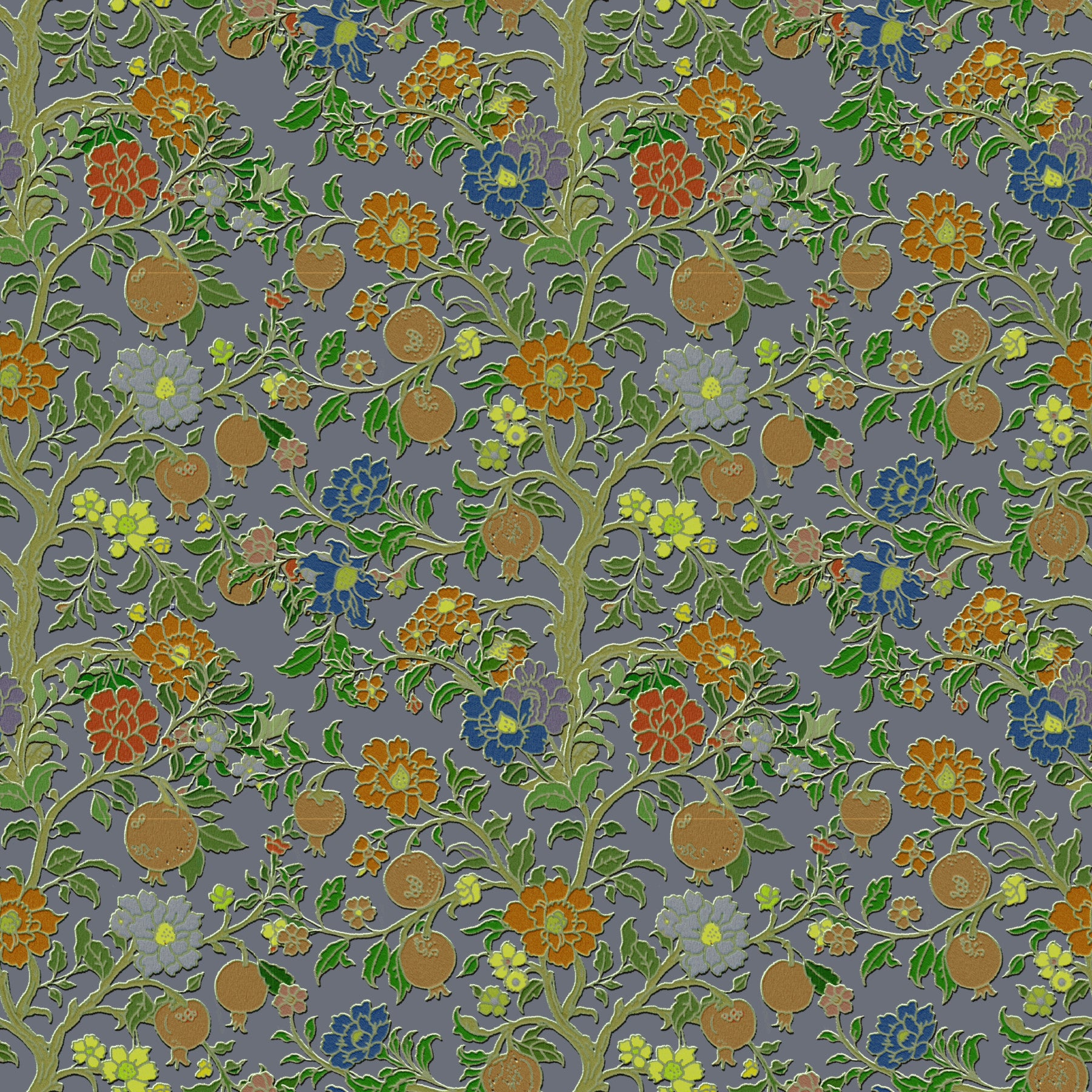 Vintage Chinoiserie Pomegranate Floral Wallpaper