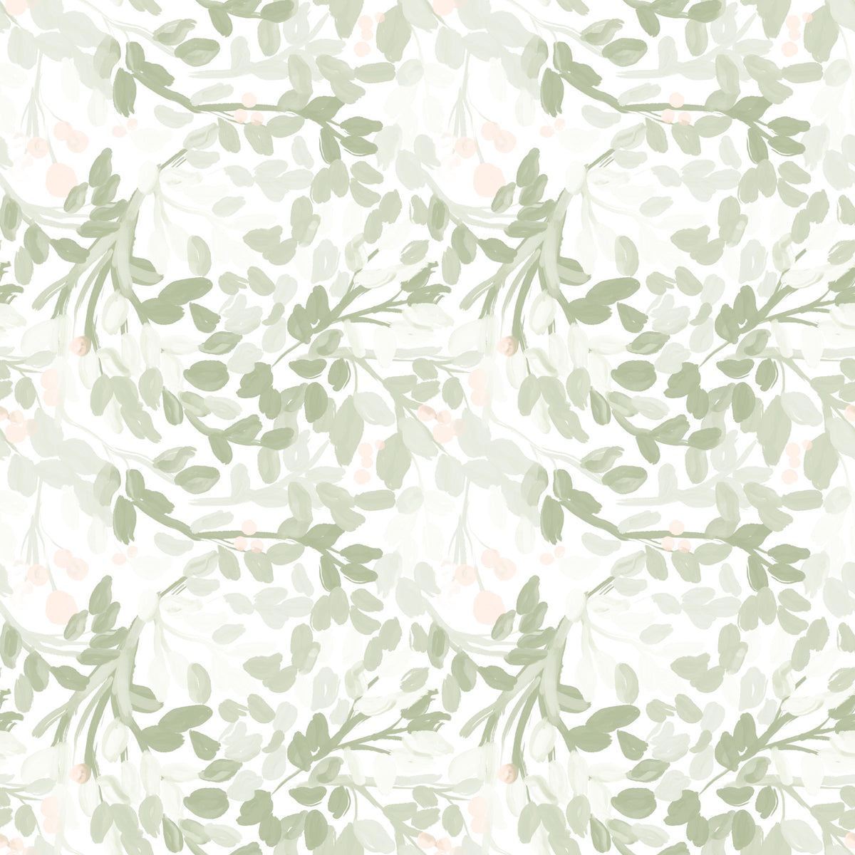 Whispering Sage Leaves & Blush Berries Wallpaper⁠ in your room — zoomed