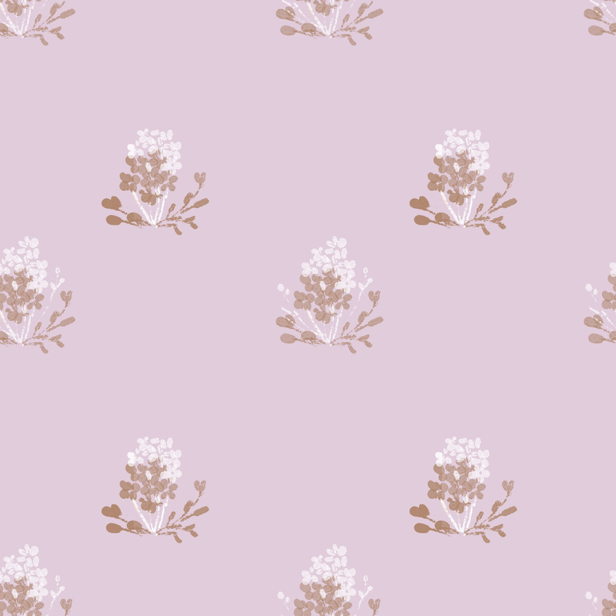 Charming Hand-Painted Lavender Floral Wallpaper