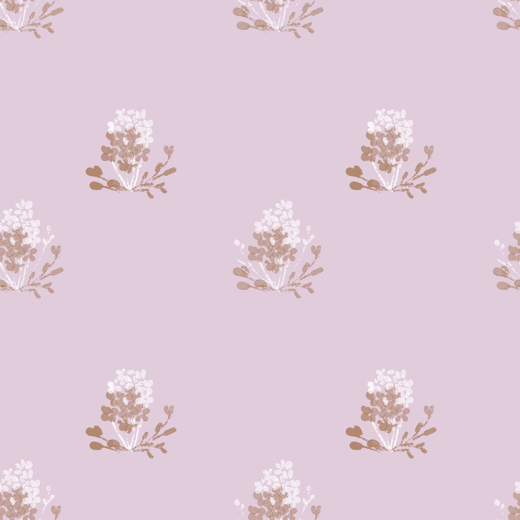 Charming Hand-Painted Lavender Floral Wallpaper