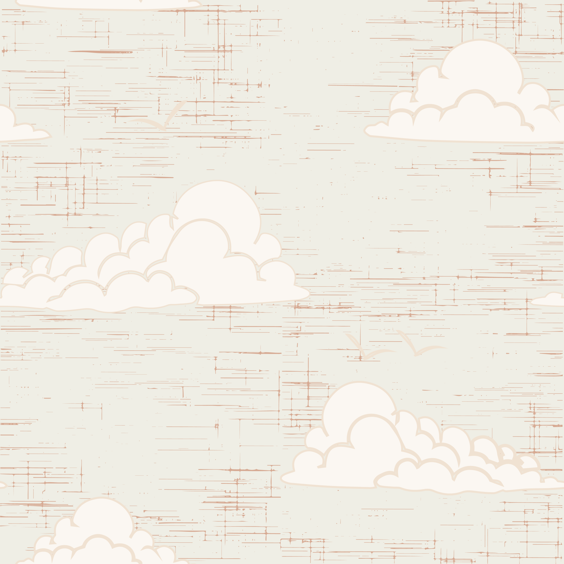 Cream Mid Century Cloud Sky Wallpaper⁠