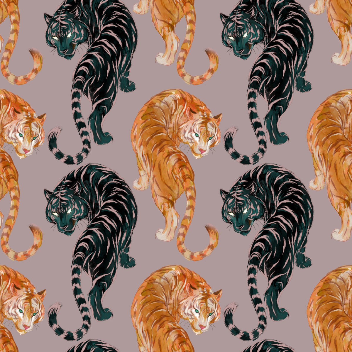 Imperial Tiger Shadow & Gold Wallpaper