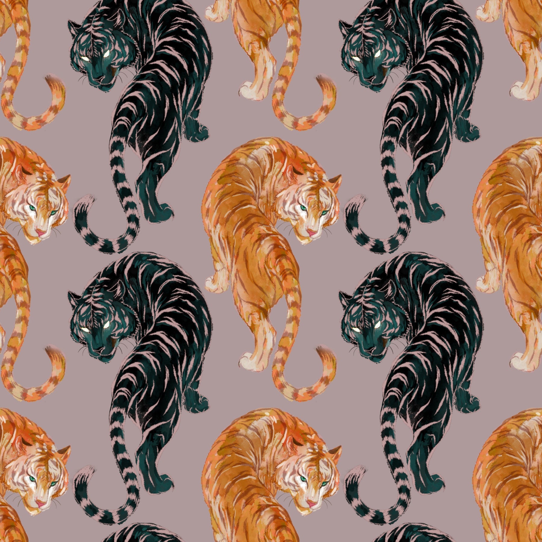 Imperial Tiger Shadow & Gold Wallpaper