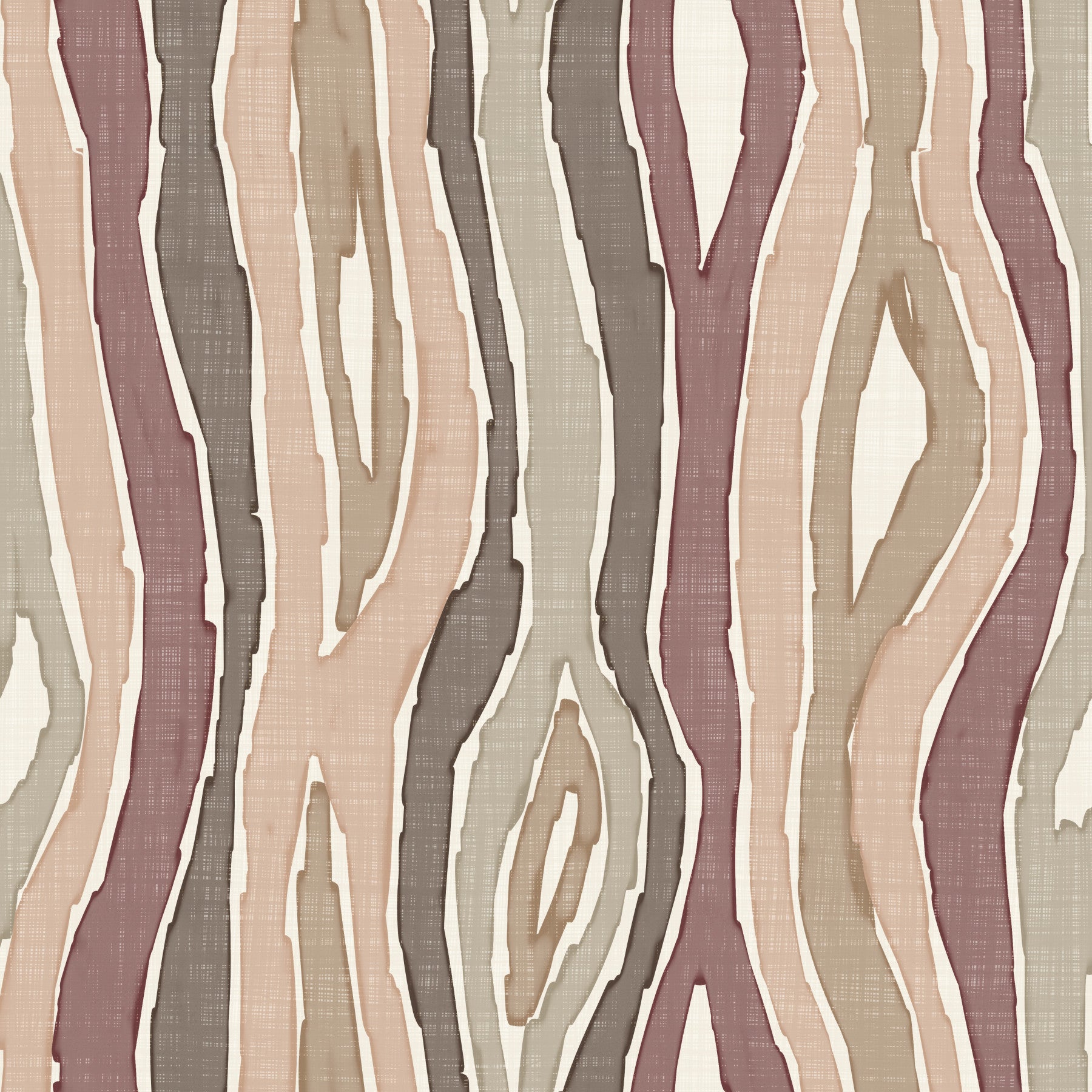 Organic Wavy Woodgrain Vertical Stripes - Earthy Mauve Wallpaper⁠