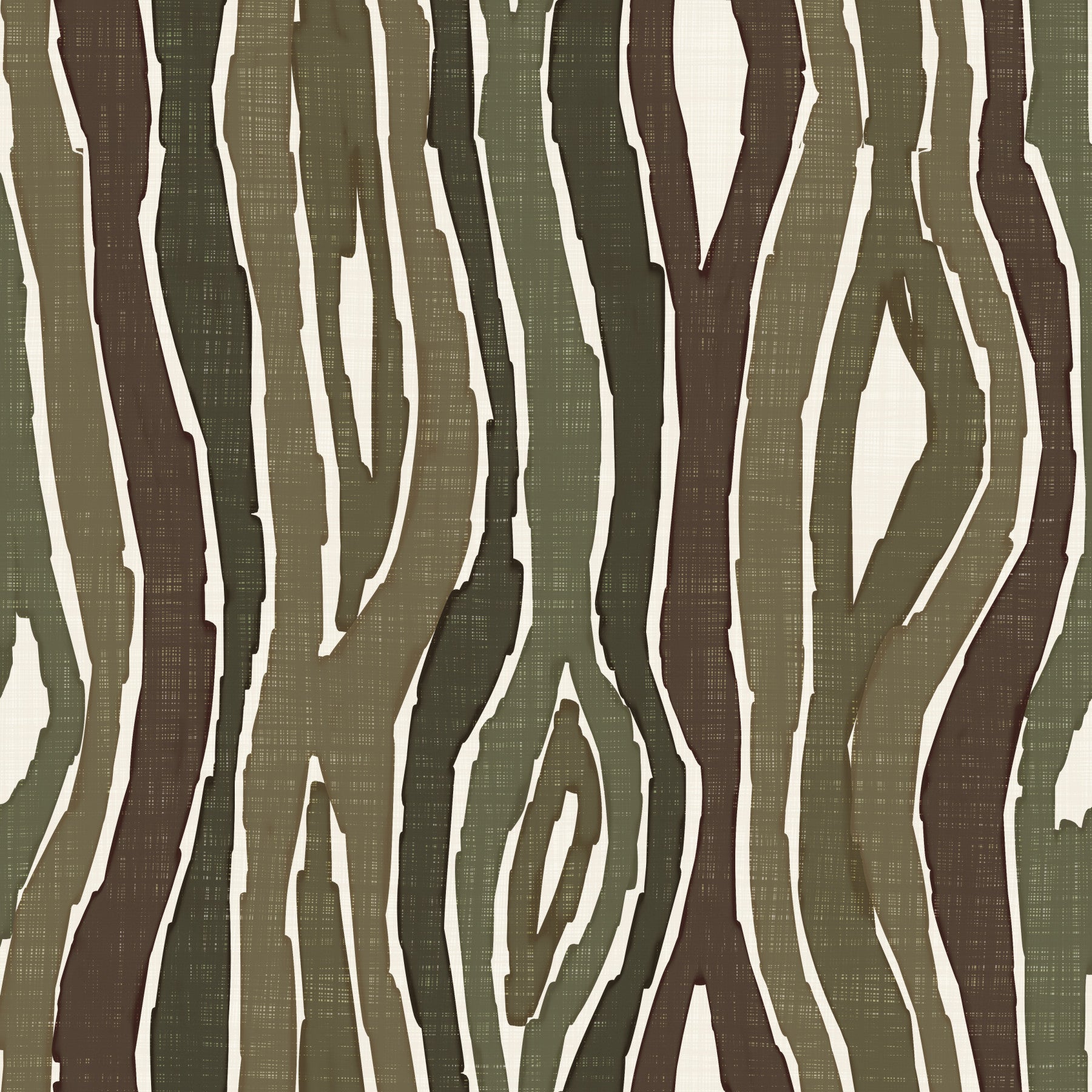 Organic Wavy Woodgrain Vertical Stripes - Earthy Moss Wallpaper⁠