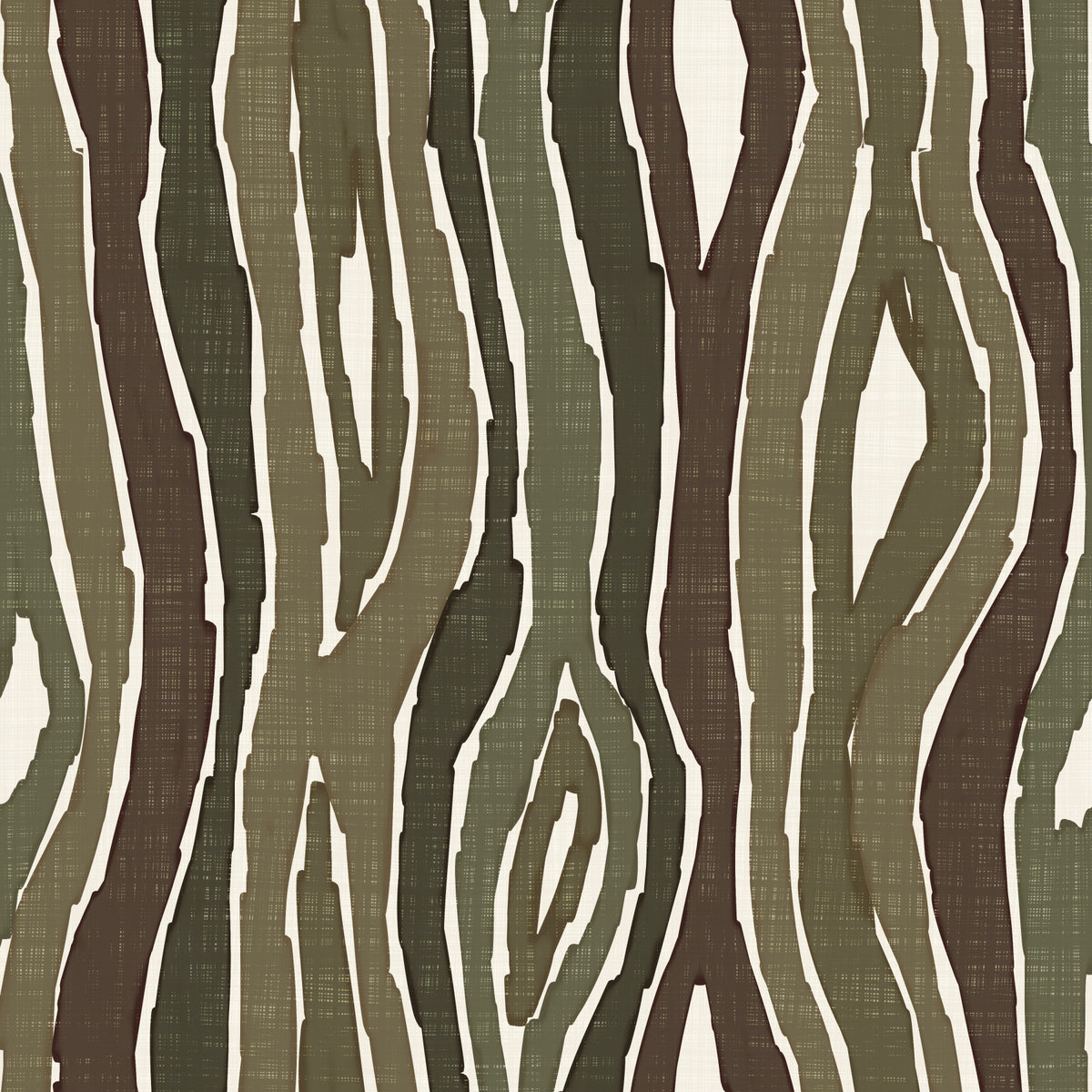 Organic Wavy Woodgrain Vertical Stripes - Earthy Moss Wallpaper⁠ in your room — zoomed