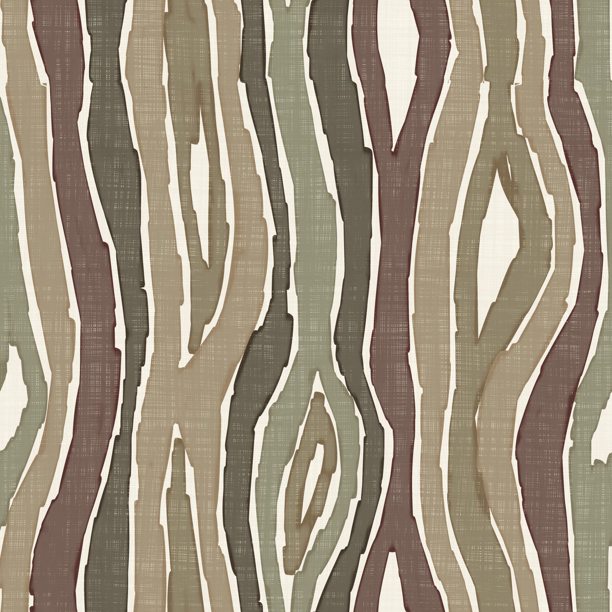 Organic Wavy Woodgrain Vertical Stripes - Earthy Sage Wallpaper⁠ in your room — zoomed