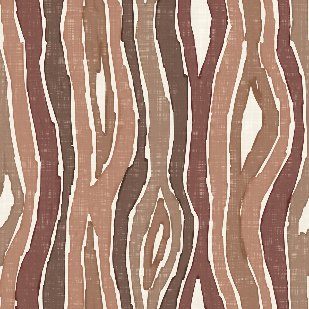 Organic Wavy Woodgrain Vertical Stripes - Earthy Clay Wallpaper⁠