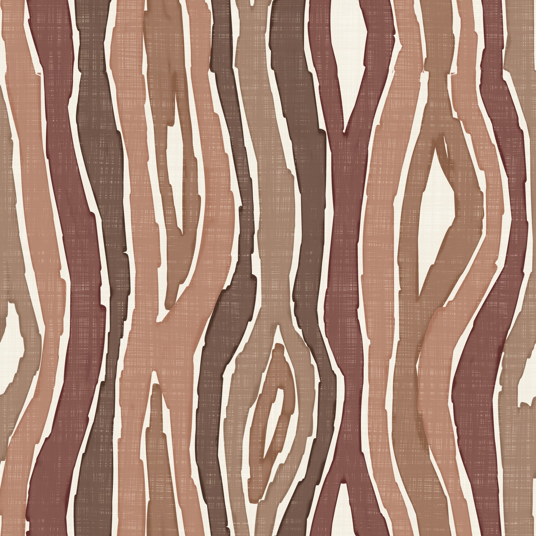 Organic Wavy Woodgrain Vertical Stripes - Earthy Clay Wallpaper⁠