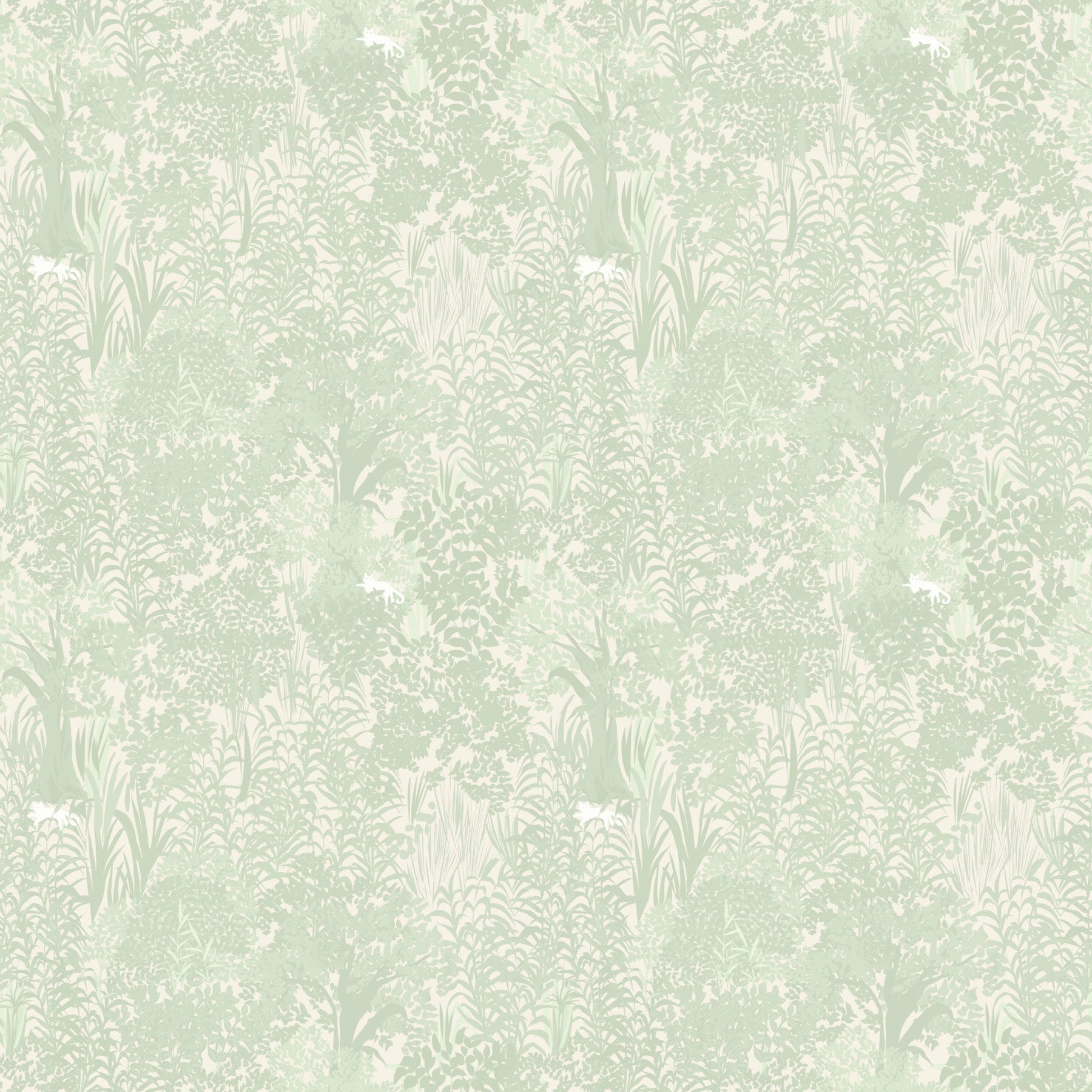 Sage Woodland and Hidden Wildlife Wallpaper⁠