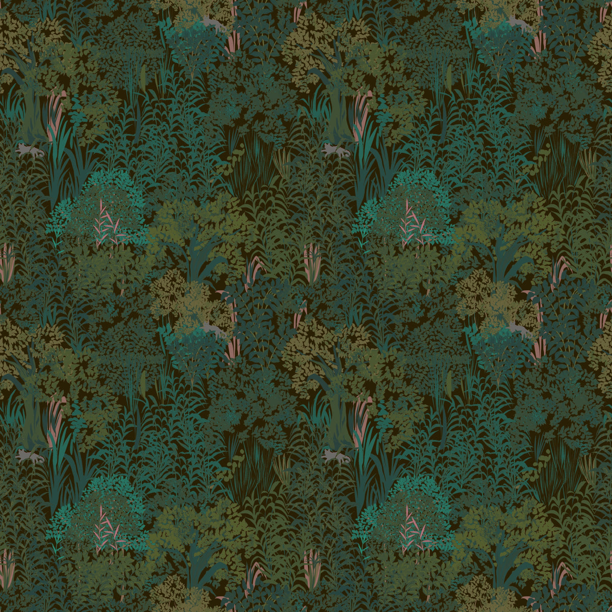 Enchanted Forest Walk: Deep Green Botanical Wallpaper⁠