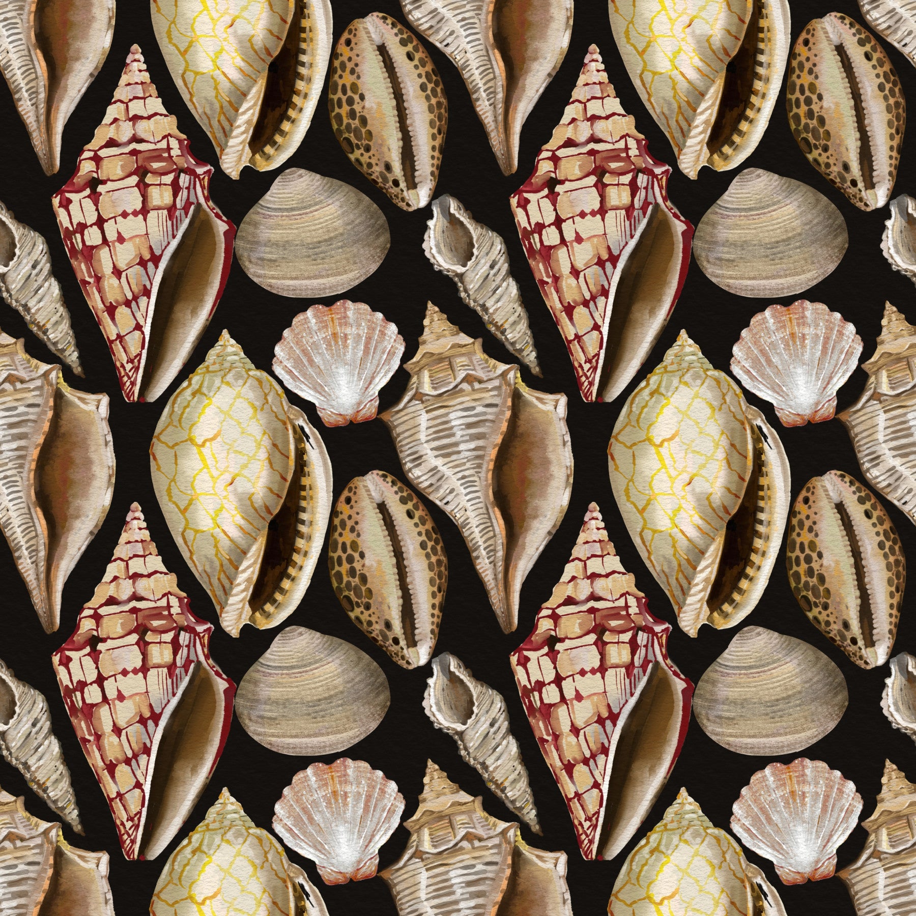 Moody Vintage Seashells Wallpaper⁠