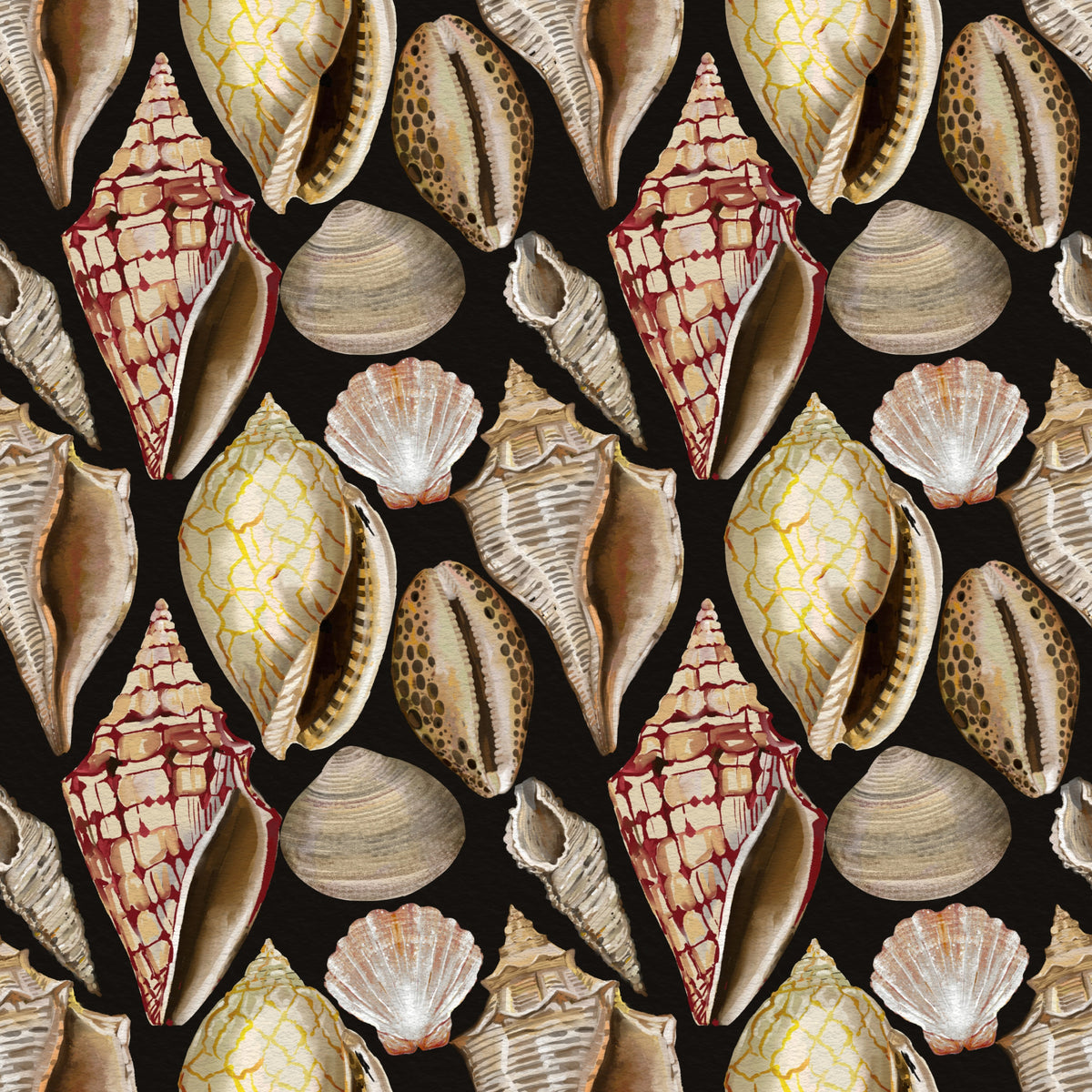 Moody Vintage Seashells Wallpaper⁠ in your room — zoomed