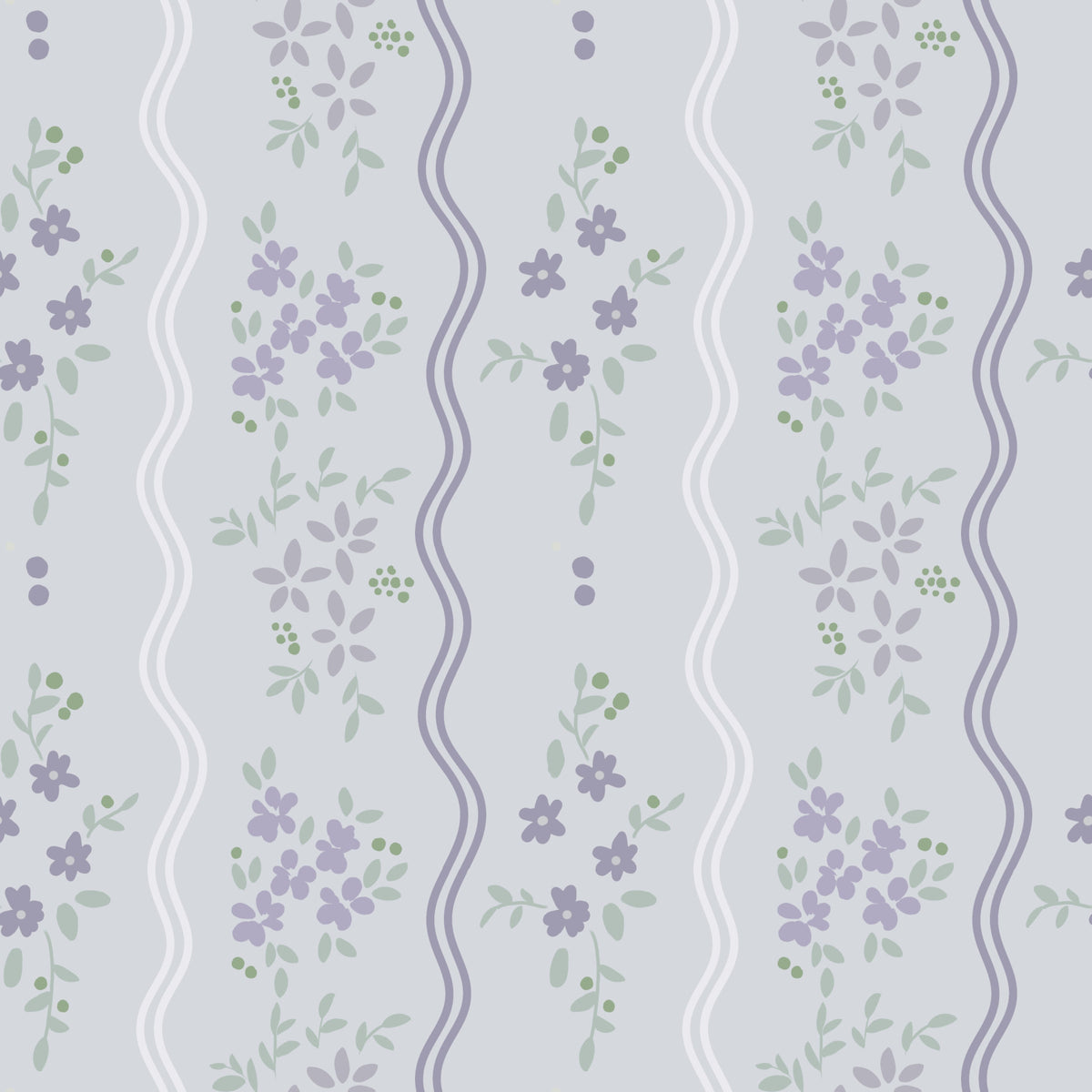 Vintage Lavender Trails Floral Wallpaper⁠ in your room — zoomed