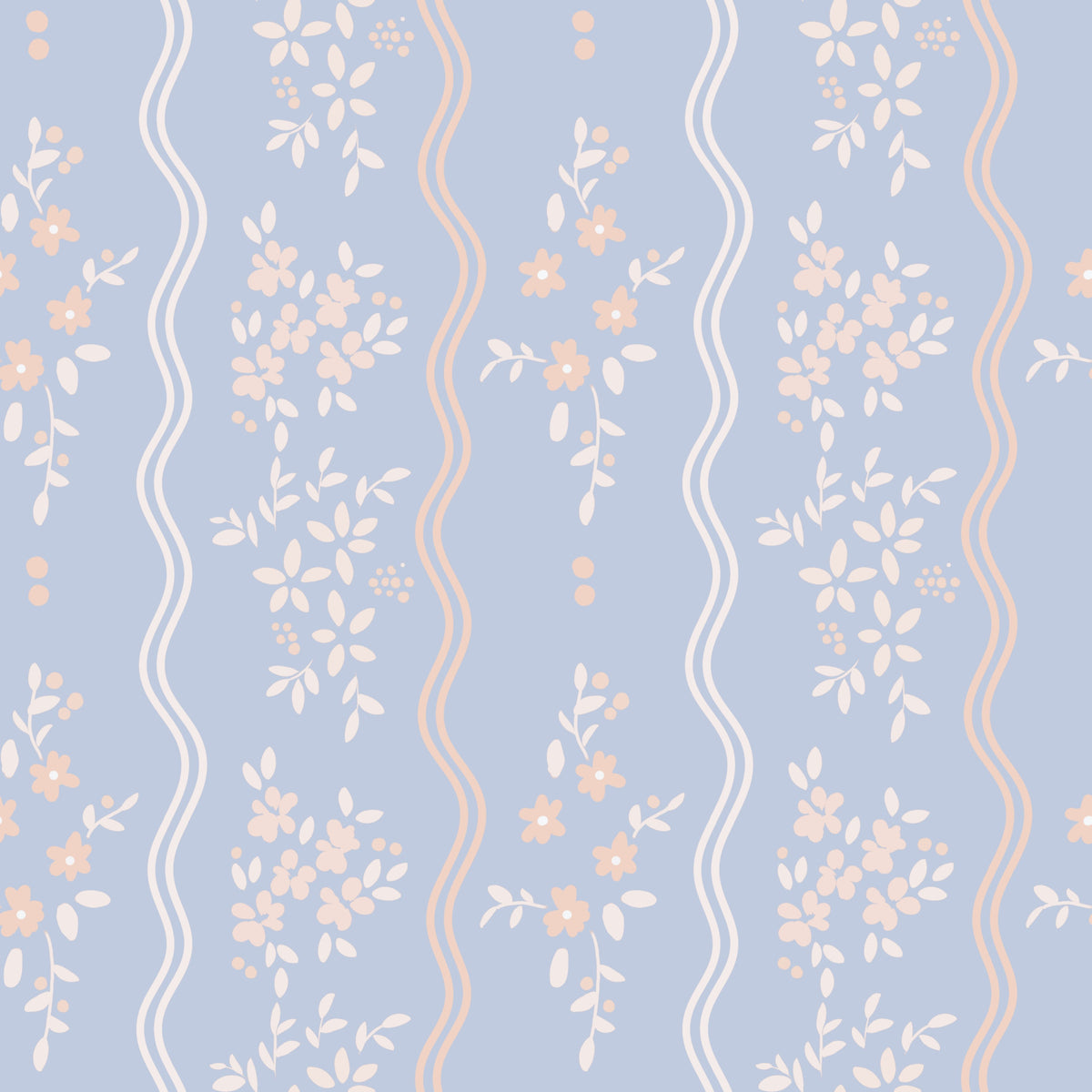Wavy Stripe and Dainty Wildflower Wallpaper⁠