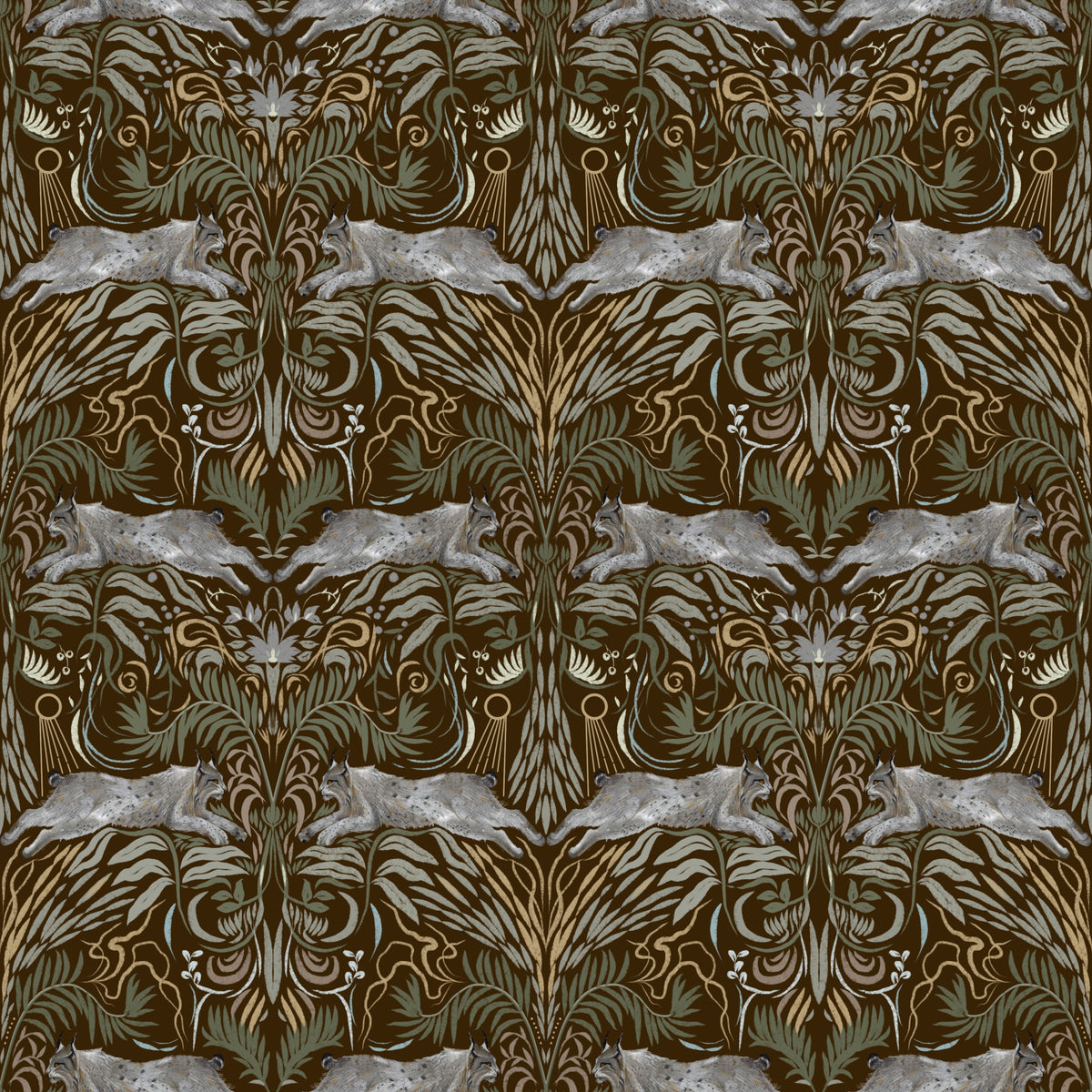 Enchanted Forest Lynx Tapestry Wallpaper⁠