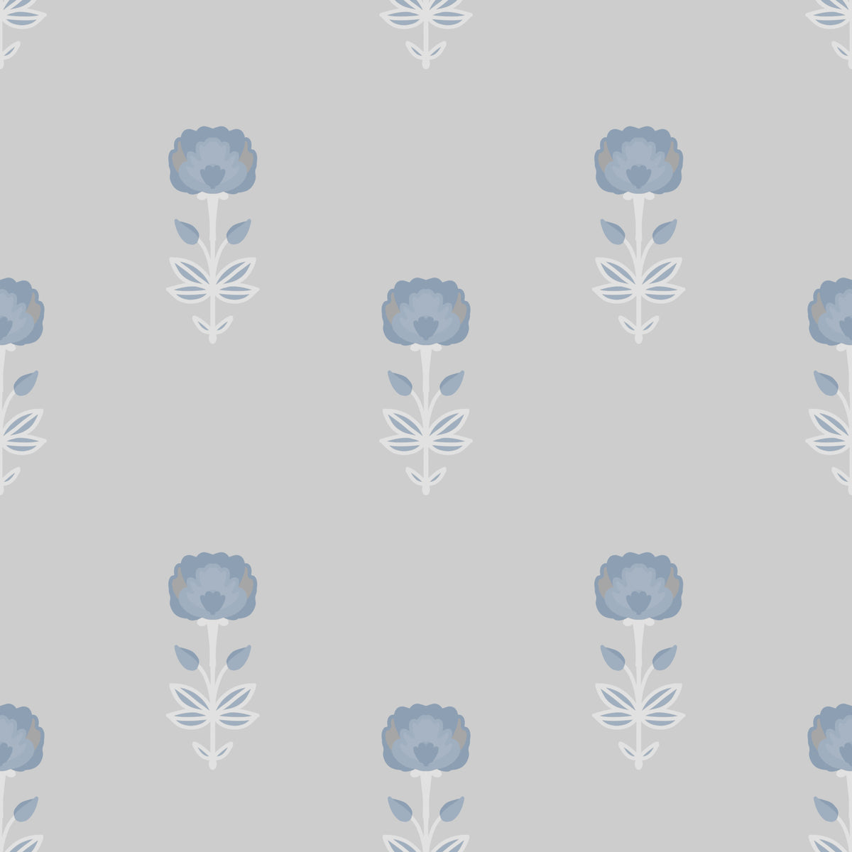 Blue Blossom Indian Block Print Wallpaper⁠ in your room — zoomed