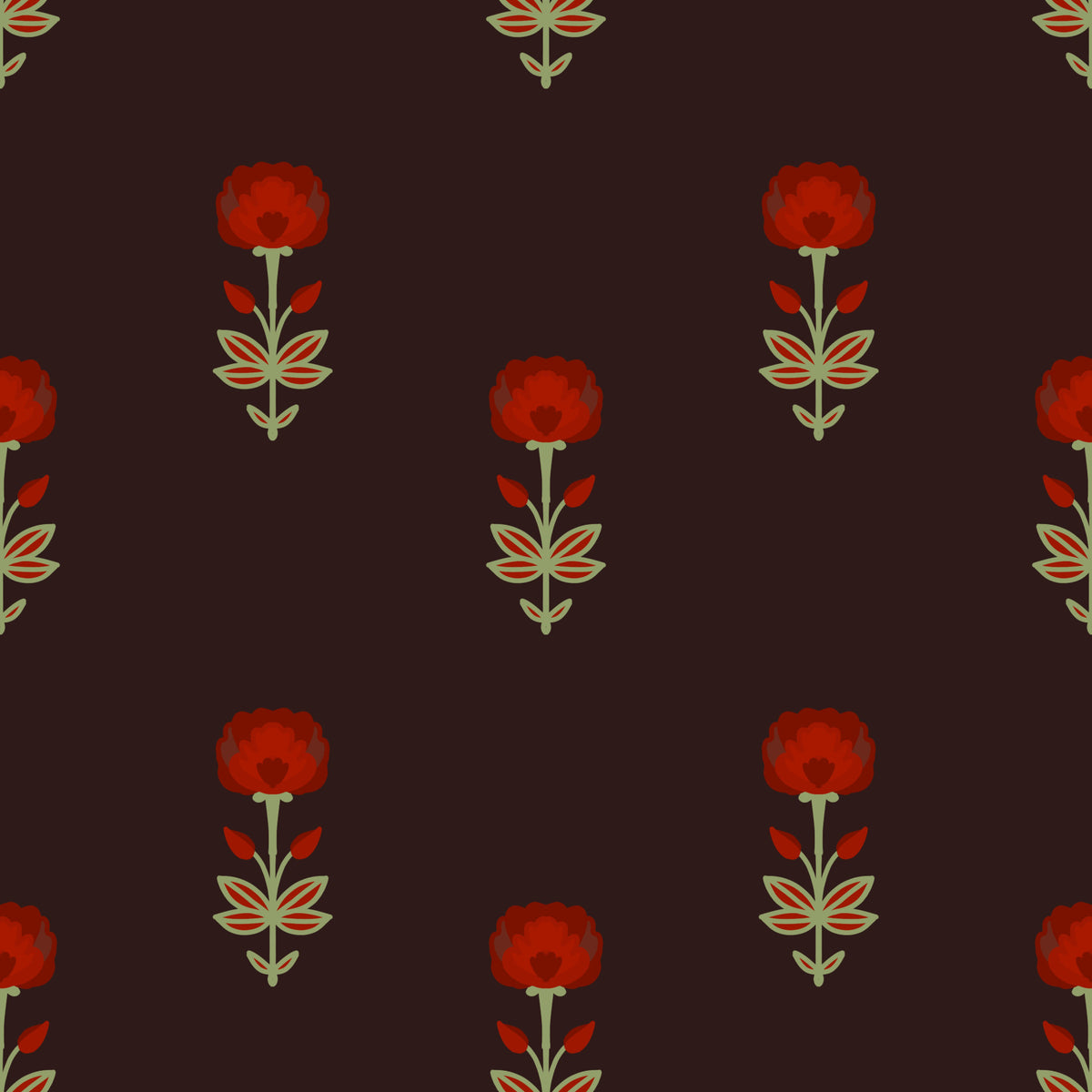 Crimson Mughal Blooms Wallpaper⁠