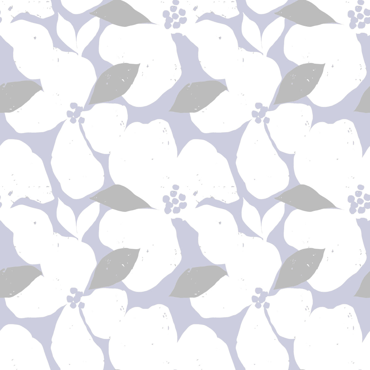 Nordic Blossom Soft Periwinkle Wallpaper⁠ in your room — zoomed