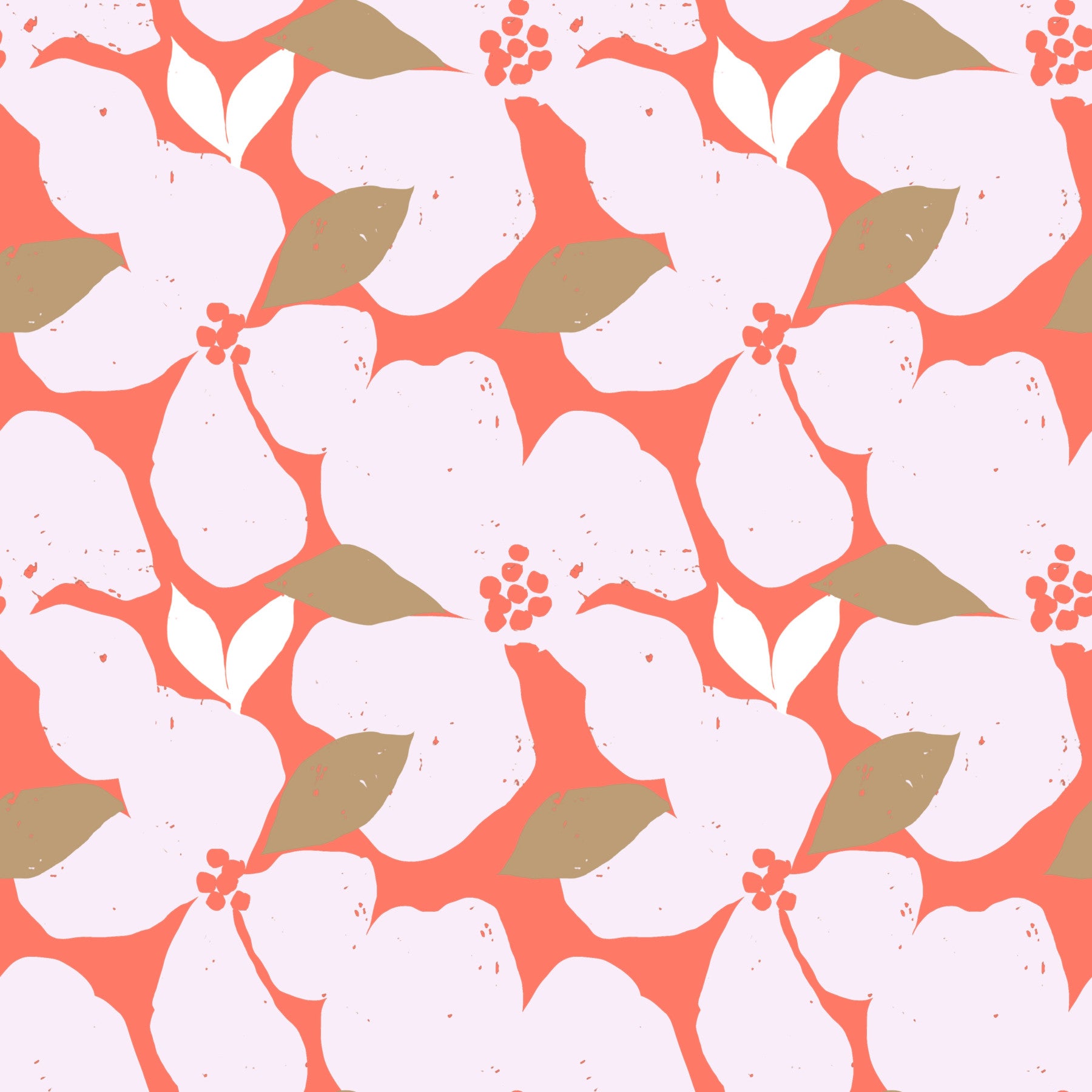 Retro Coral Abstract Floral Wallpaper⁠