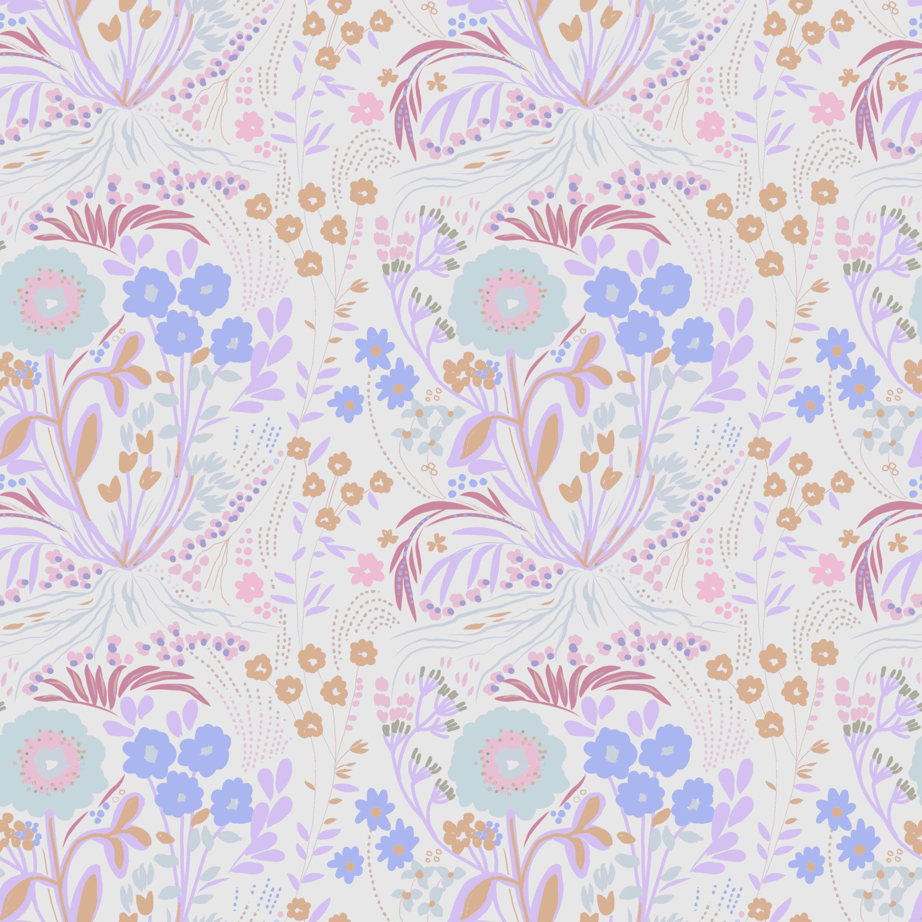 Whimsical Pastel Meadow Floral Wallpaper⁠