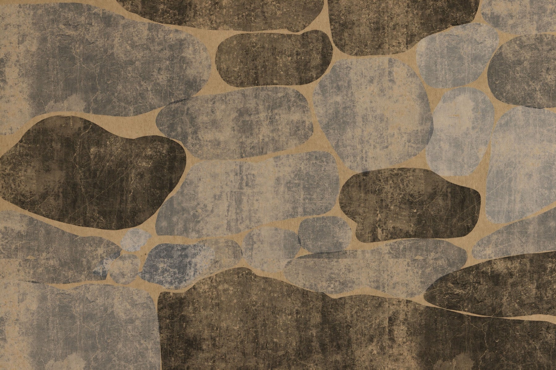 Rustic Earth Cobblestone Stone Wall Mural