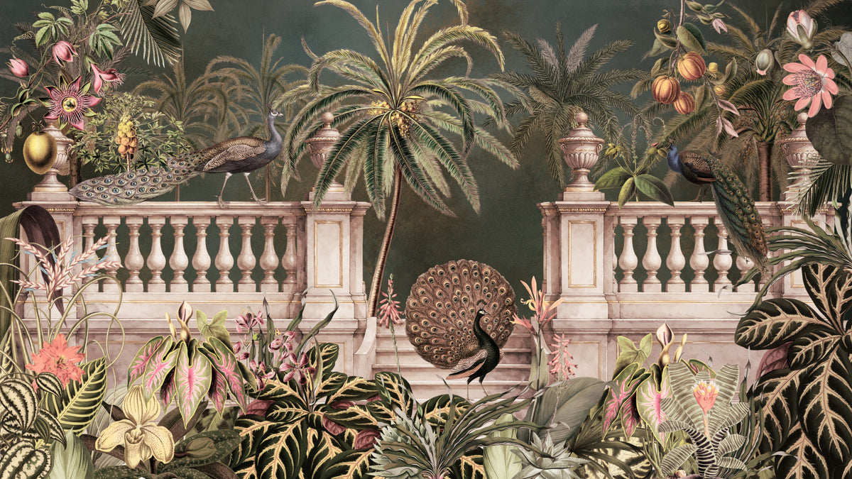 Majestic Peacock Regency Garden Wall Mural