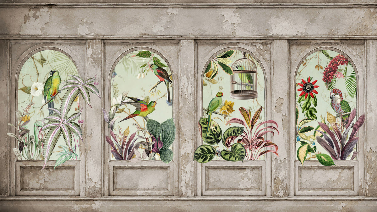 Exotic Aviary Archway Wall Mural