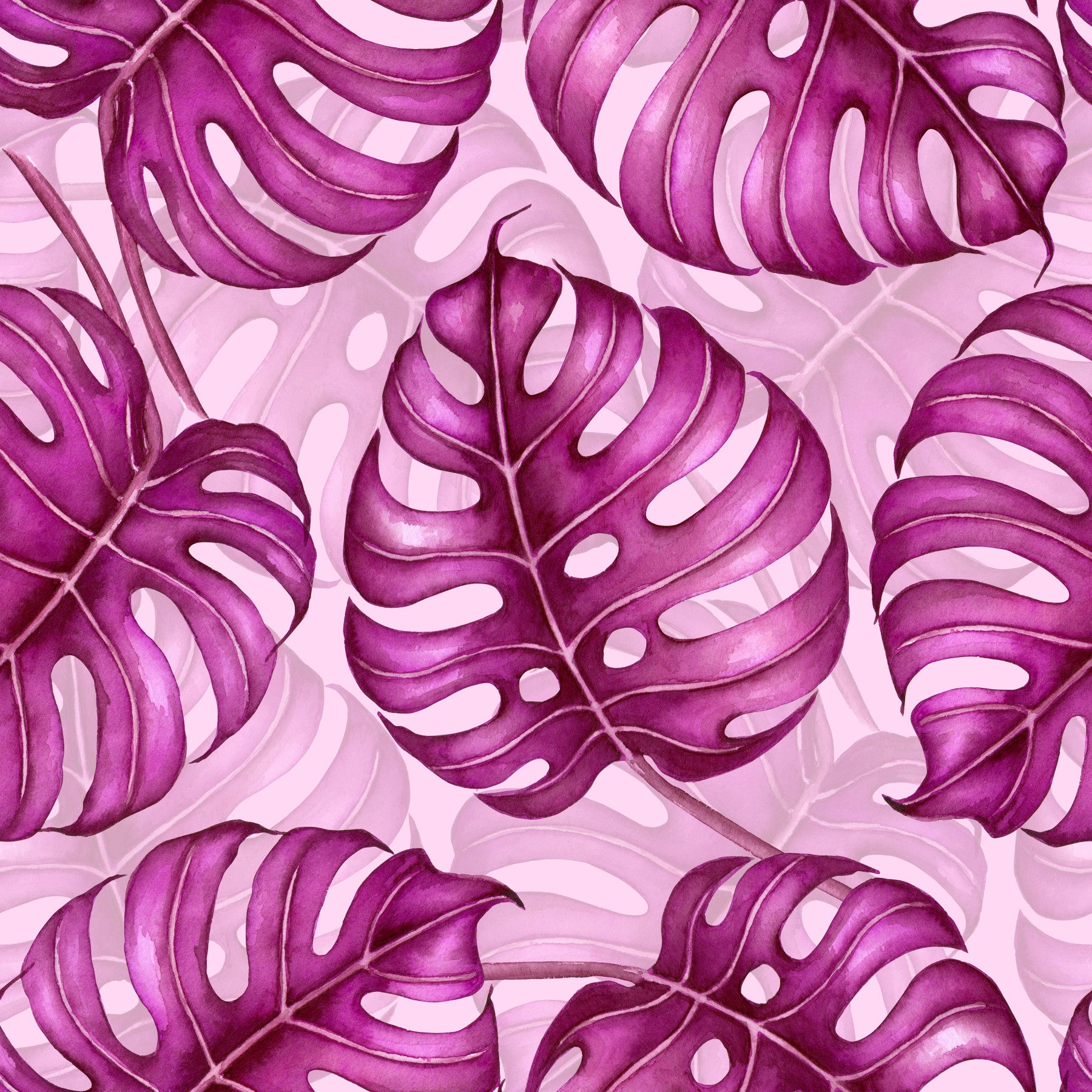 Monstera watercolor in purple Wallpaper⁠