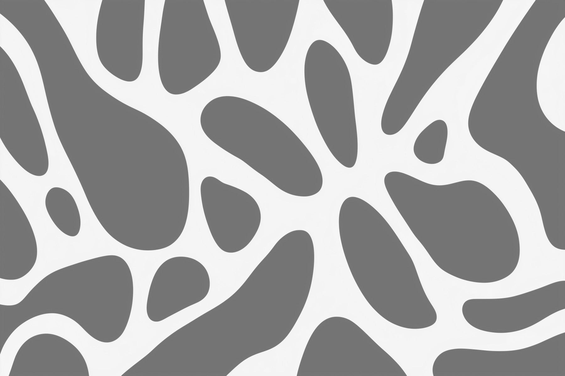 Gray Abstract Organic Fluid Shapes Wall Mural