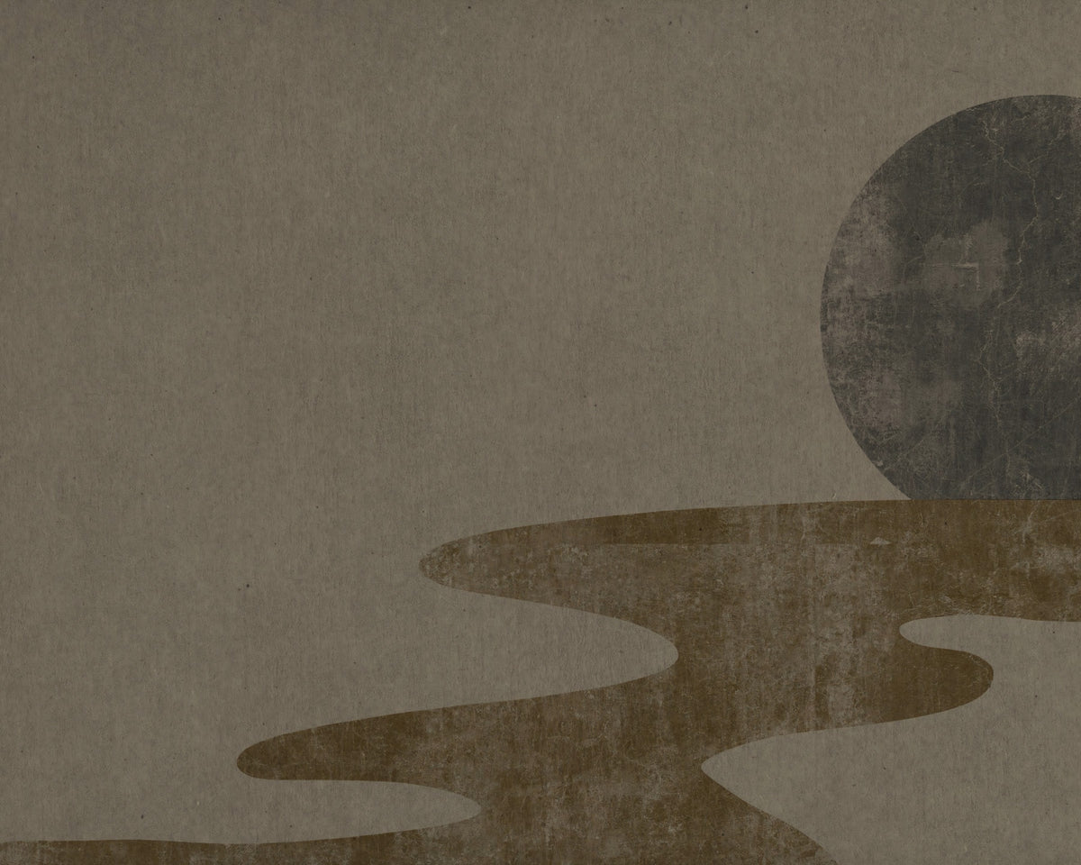 Zen Dusk: Minimalist Wabi-Sabi Landscape Wall Mural in your room — zoomed