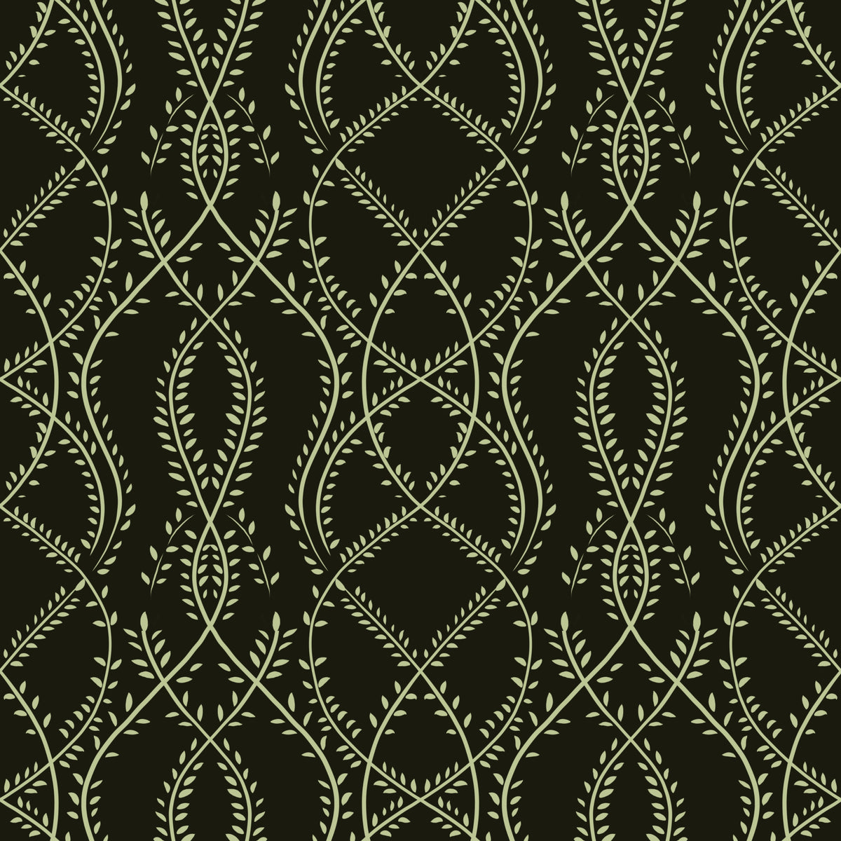 Midnight Ivy Interlaced Vine Botanical Pattern Wallpaper⁠